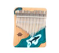 Kmba, piano Kmba de madera de haya de 21 teclas, instrumento musical, patrón de ballena azul océano para niños, adultos, principiantes, con martillo de afinación, cancionero