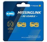 KMC 10 Speed Missinglink Enlace de unión, Unisex 2 pares Ti-N Gold