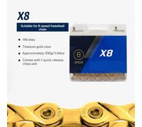 KMC 8 9 10 Cadena de bicicleta de velocidad Cadena de bicicleta de carretera universal MTB Accesorios de ciclismo ligeros antioxidantes Compatible con piezas de motocicletas automotrices(X8Ti 8speed)
