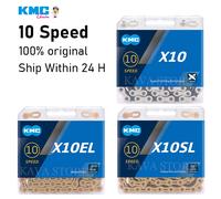 KMC-cadena para bicicleta de montaña, accesorio para bici de carretera de 10 velocidades, X10, X10EL, X10SL, 10V, cadena Extra ligera, dorada y plateada, resistente al óxido, 116/118 eslabones X10SL G