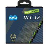 KMC DLC12 - Cadena encerada de 12 velocidades, negro/verde manzana, 126 eslabones