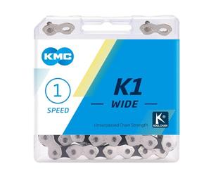 KMC Kette K1 Wide Silber/Schwarz 1/2" x 1/8",112 Glieder, 9,4mm, BK1WNB110