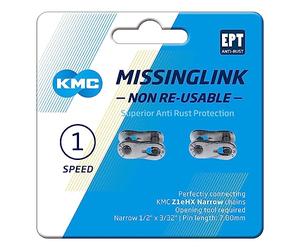 KMC X1 Single Speed MissingLink Enlace de unión, Unisex Adulto, Plata, Narrow (3/32")