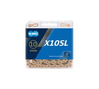 KMC X10SL | Cadena 10v 114 Eslabones Oro - Cadena KMC de 10 velocidades X10 SL Ti-N Gold Terminacion: Titanium Nitride Oro, menos friccion. Durabilidad doble X. Conector rapido MissingLink