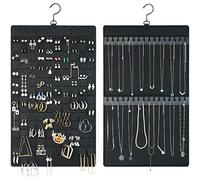 KMEOSCH Organizador de joyas colgante de doble cara con capacidad para hasta 300 pares de aretes y 30 collares (paquete de 1)