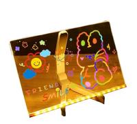 KMERATUZN Acrylic Clear Light Up Drawing Board Glow Memo LED Rewritable Message Board Kids DIY Toys With 7 Color Markers Pen And Stand(Large 30x20)