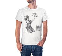 KMF T-SHIRT | Camiseta Hombre | 100% algodón, HD Print | Manga Corta, Tejido Suave, Resistente al Lavado | Estilo Unisex, Arte Banksy, diseño Enfermera Game Changer (Blanco, XL)