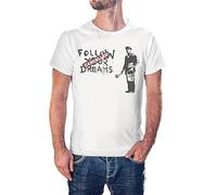KMF T-SHIRT | Camiseta Hombre, algodón 150g | Manga Corta, Cuello Redondo, Outfit Moderno, Suave y Resistente, para Uso Diario | Diseño Estilo Banksy, Four Dreams Cancelled (Blanco, L)