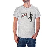 KMF T-SHIRT | Camiseta Hombre, algodón 150g | Manga Corta, Cuello Redondo, Outfit Moderno, Suave y Resistente, para Uso Diario | Diseño Estilo Banksy, Four Dreams Cancelled (Gris, XL)