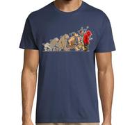 KMF T-SHIRT - Camiseta Hombre Evolucion movil (FR/ES, Letras, XXL, Regular, Regular, Denim)