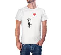 KMF T-SHIRT - Camiseta para Hombre Follow Your Dreams Arte Banksy (Blanco, XL)