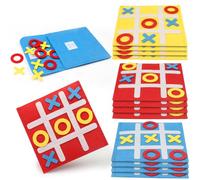 KMFYMPT 12 Piezas Tic TAC Toe, 12 x 12 cm Tres en Raya Mini, 3 en Raya Fieltro Juego, Juguete Educativo Juegos Viaje para Cumpleaños para Niños, día Familia, Escuela y Fiestas (Rojo, Azul, Amarillo)