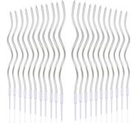 KMFYMPT 24 Piezas Velas Cumpleaños, Velas de Tarta de Cumpleaños Espiral, Velas Metálicas para Cupcakes en Soportes, Velas de Cumpleaños, Velas Plata Largas y Finas para Bodas, Aniversario Decoración