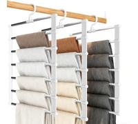 KMFYMPT 3 Piezas Perchas Pantalones Ahorra Espacio, 6 En 1 Perchas para Pantalones, Percha Multiple Extraible, Adecuado para Adultos, para Guardar Pantalones, Faldas, Bufandas Y Corbatas En Casa