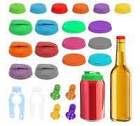 KMFYMPT Juego de 24 Piezas Tapas para Latas de Refresco, 12 Tapa Latas Refresco 6.5 cm, 6 Tapón de Botella de Cerveza 3.2 cm, 6 Abrelatas de Cerveza de Soda, Apto Latas Bebidas Tamaño Estándar