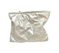 KMGDM Bolsa de maquillaje dulce para niñas y mujeres, bolsa de almacenamiento de gran capacidad, impermeable, organizador de maquillaje, Lazo beige, 5x24x18cm, Como se muestra en la imagen