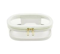 KMGDM Bolsa de maquillaje transparente para viaje, bolsa de aseo de gran capacidad, bolsa de lavado, soporte portátil para brochas de maquillaje, White, 7.5x9.5x19.5cm