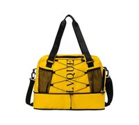KMGDM Bolsa de viaje para fitness, gimnasio, con estampado de letras, bolsa de deporte de gran capacidad, bolsa de entrenamiento simple, bolsa de fin de semana, Amarillo, 45x21x26cm