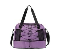 KMGDM Bolsa de viaje para fitness, gimnasio, con estampado de letras, bolsa de deporte de gran capacidad, bolsa de entrenamiento simple, bolsa de fin de semana, Purple, 45x21x26cm