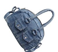 KMGDM Bolso bandolera vintage para motocicleta, con múltiples bolsillos, práctico bolso de mano para viajes o viajes diarios, azul claro, 25x10x16cm