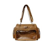 KMGDM Bolso cruzado de poliuretano con estilo escolar japonés para fanáticos del anime con múltiples bolsillos, mochila de moda para estudiantes, Khaki, 29*25*11cm