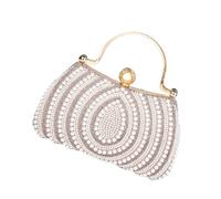 KMGDM Bolso de noche con diamantes de imitación brillantes con correa ajustable, diseño ligero para banquetes, eventos nupciales, bolso cruzado de lujo de poliéster, beige