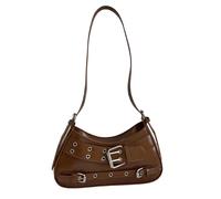 KMGDM Bolsos cruzados pequeños para mujer, bolso cruzado con media luna, bolso de mano Hobos con correa ajustable en las axilas, marrón claro