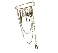 KMGDM Broche de cadena colgante de calavera para traje, tachuelas de camisa, accesorios para parejas, cadenas y borlas, broches, 5x8cm, Metal