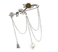 KMGDM Broche de hoja punk Gotik Gear con borlas, broches de cadena, alfileres de pecho vintage para cuello, abrigos, trajes de camisa y joyería, 5x8cm, Metal