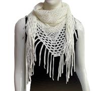 KMGDM Bufanda triangular de punto hueca para mujer, imitación de cachemira, suave, chal de invierno con flecos