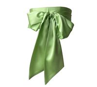 KMGDM Cinturón ancho con lazo para mujer, cinturón de corsé para bodas y fiestas, 250 cm de largo, color liso, verde claro, 9.5x250cm
