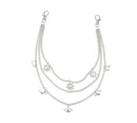 KMGDM Colgante de cinturón de cadena de pantalones multicapa de moda para varios estilos y realce de atuendo, metal resistente a la corrosión, 39cm/ 44cm/ 5cm, Metal, No es una piedra preciosa