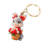 KMGDM Divertido llavero con colgante de conejos de Pascua de dibujos animados, diseño único de conejos vestidos 2D de acrílico plano para colgar