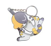KMGDM Divertido llavero con diseño de huevos y gatos, llavero de animales, colgante para bolso de mano para mujeres y niños, Gris Amarillo, 7cm