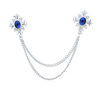KMGDM Elegante broche con borlas y diamantes de imitación cruzados para camisas, entusiastas de la moda, traje, camisa, collar, broche, joyería de moda, 2.5x3cm, Chain Length: 14cm/ 17cm, Metal, No es