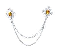 KMGDM Elegante broche con borlas y diamantes de imitación cruzados para camisas, entusiastas de la moda, traje, camisa, collar, broche, joyería de moda, 2.5x3cm, Chain Length: 14cm/ 17cm, Metal, No es