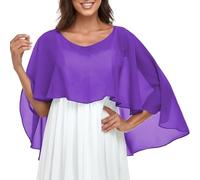 KMGDM Elegante chal de noche con capucha transpirable para bodas, fiestas de noche y salidas casuales, Morado (, front length 30cm, back length 70cm