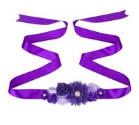 KMGDM Elegante cinturón de cintura con diseño de rosas con diamantes de imitación, faja de maternidad ajustable para bodas y ocasiones especiales, Morado Oscuro, 180 cm