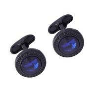 KMGDM Gemelos de cristal para hombre, color negro, para conferencias de negocios, puños, botón para caballeros, camisas, bodas, regalos, 1.7cm, Metal, No es una piedra preciosa