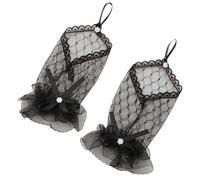 KMGDM Guantes de cena con ala de encaje para óperas y bailes de graduación para mujeres y niñas, con temática de los años 20, óperas musicales, danza, guantes cortos para mujer, Negro, Talla única
