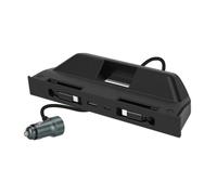 KMGDM Inserto de alimentación USB para consola central del vehículo | Ajuste moldeado al ras, variedad de puertos de panel frontal, entrada de 12 a 24, base electrónica, acabado negro