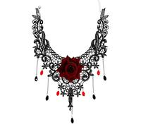 KMGDM Joyería de disfraces de Halloween para mujer, gargantilla de encaje con colgante, gargantilla de encaje floral, joyería victoriana