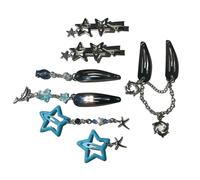 KMGDM Juego de 7 horquillas para el pelo coreanas con cadena de flecos y estrella de cinco puntas, adorno decorativo para el cabello