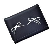 KMGDM Moda Chica Lazo Cartera Estética Pequeña Tarjetero de Piel Sintética Monedero Bolsillo de Dinero con Ventana Transparente para Mujeres, Negro / blanco, 10.5x8x2cm, Negro / blanco, 10.5x8x2cm