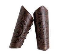 KMGDM Muñequeras unisex medievales en relieve, con estilo, protector de brazo para cosplay, espectáculos de escenario, brazaletes de cosplay, Marrón 1 par, Talla única