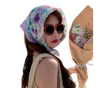 KMGDM Pañuelo floral para el pelo, pañuelo para la cabeza para mujeres y niñas, bufanda triangular ligera, regalo