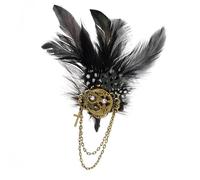 KMGDM Punk Gotik Gear - Broche de cadena con borlas para el pelo, estilo vintage, para abrigos, camisas, joyas, 4x12cm, Plumas de aleación