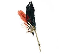 KMGDM Punk Gotik Gear - Broche de cadena con borlas para el pelo, estilo vintage, para abrigos, camisas, joyas, 4x12cm, Plumas de aleación