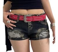 KMGDM Punk Styles - Cinturón de piel sintética ajustable de alta calidad, accesorio de moda para hombres y mujeres, cinturón de metal para diferentes tipos de cuerpo, rosso, Talla única