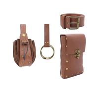 KMGDM Riñonera medieval de piel sintética, accesorios de disfraz renacentista, riñonera LARP, monedero de piel sintética, regalos, Riñonera marrón con llavero, bolsa de dinero